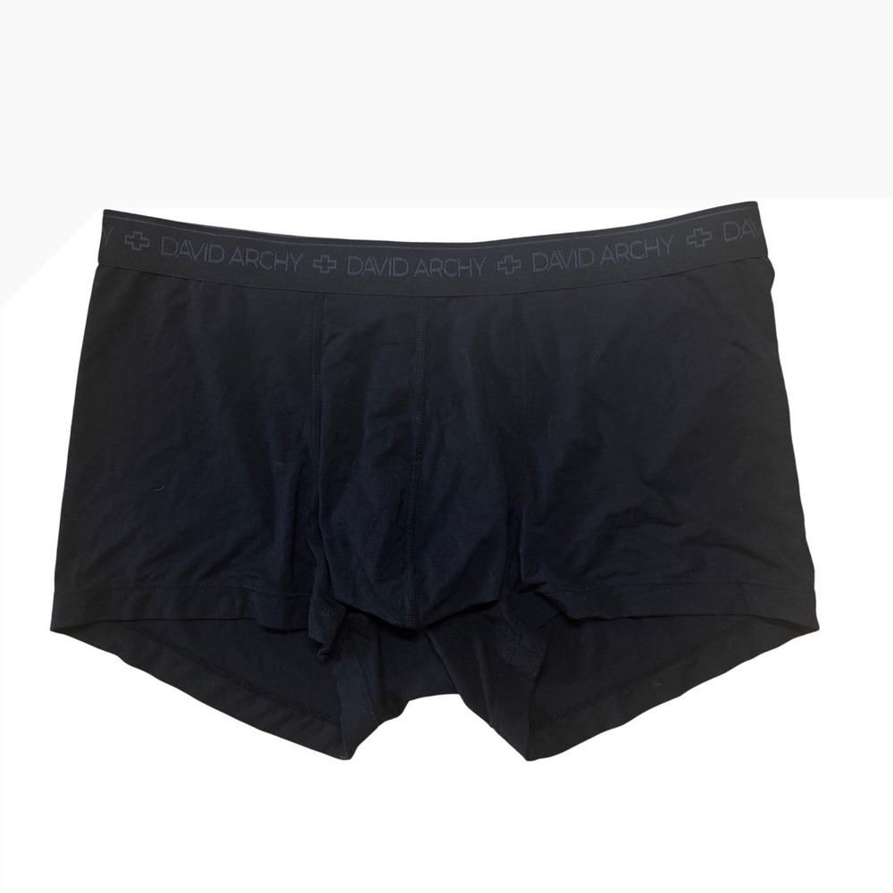 David Archy Mens Black Modal Dual Pouch Boxer Briefs Underwear‎ Size Medium